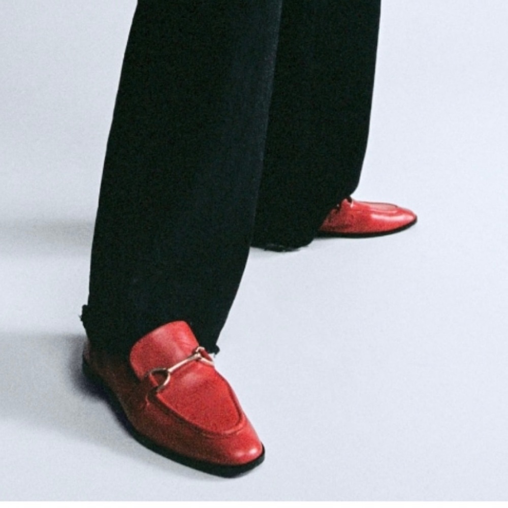 Zara Red Leather Loafers